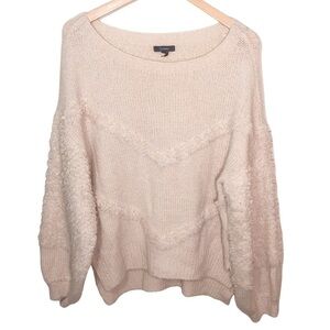 &merci Oversized Cream Furry Textured Sweater Small